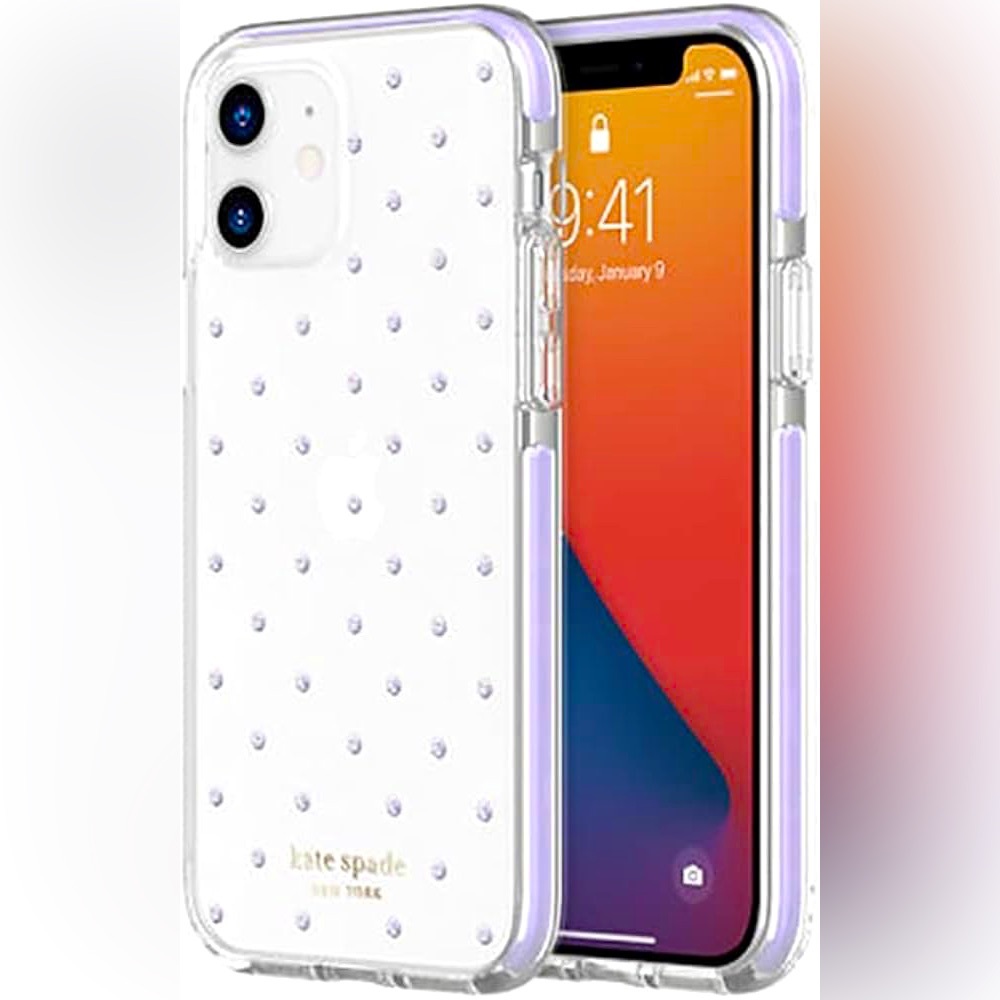 🆕 Kate Spade NY ♠️ Protective Hardshell Case for iPhone 12 Pro - Pin Dot Clear